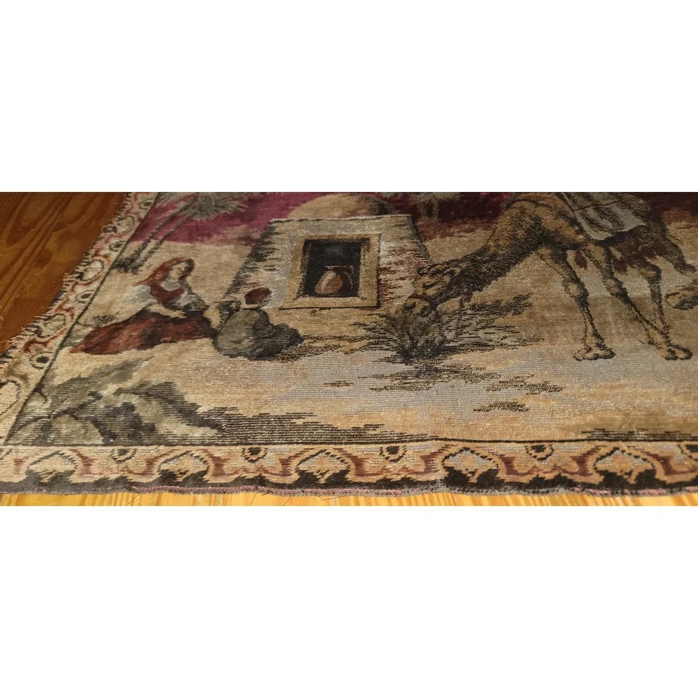 Vintage Nativity Scene Camel Religious Wall Hanging Tapestry Art Decor